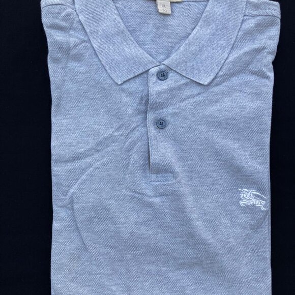 Burberry Brit Men Short Sleeve Polo Light Grey Cotton Pique Polo Shirt XL - Picture 3 of 13